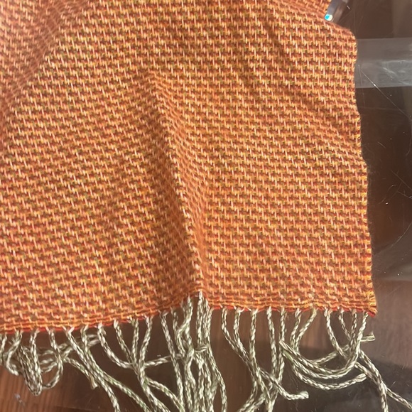 Softer than Cashmere burnt orange with gray fringe scarf - Picture 2 of 3